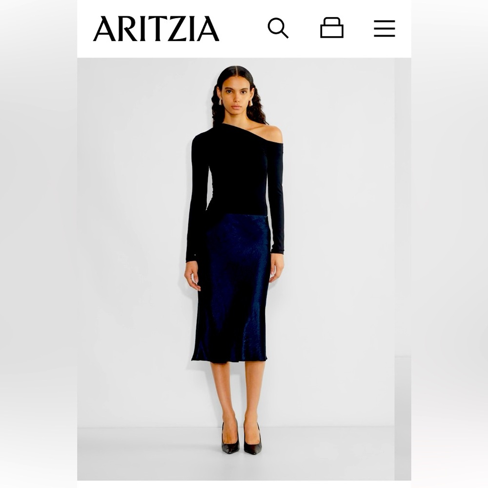 Aritzia-Babton slip satin midi skirt